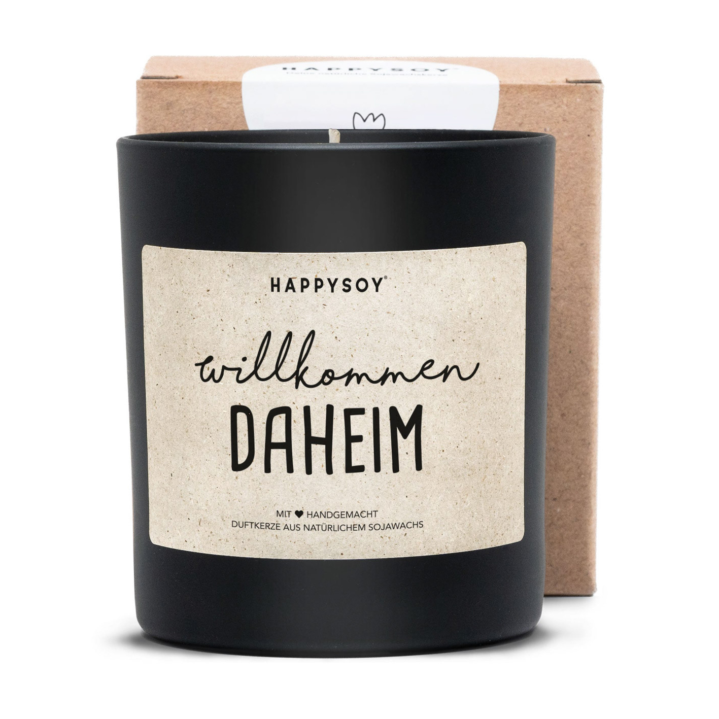 Wilkommen Daheim - Duftkerze in Schwarz