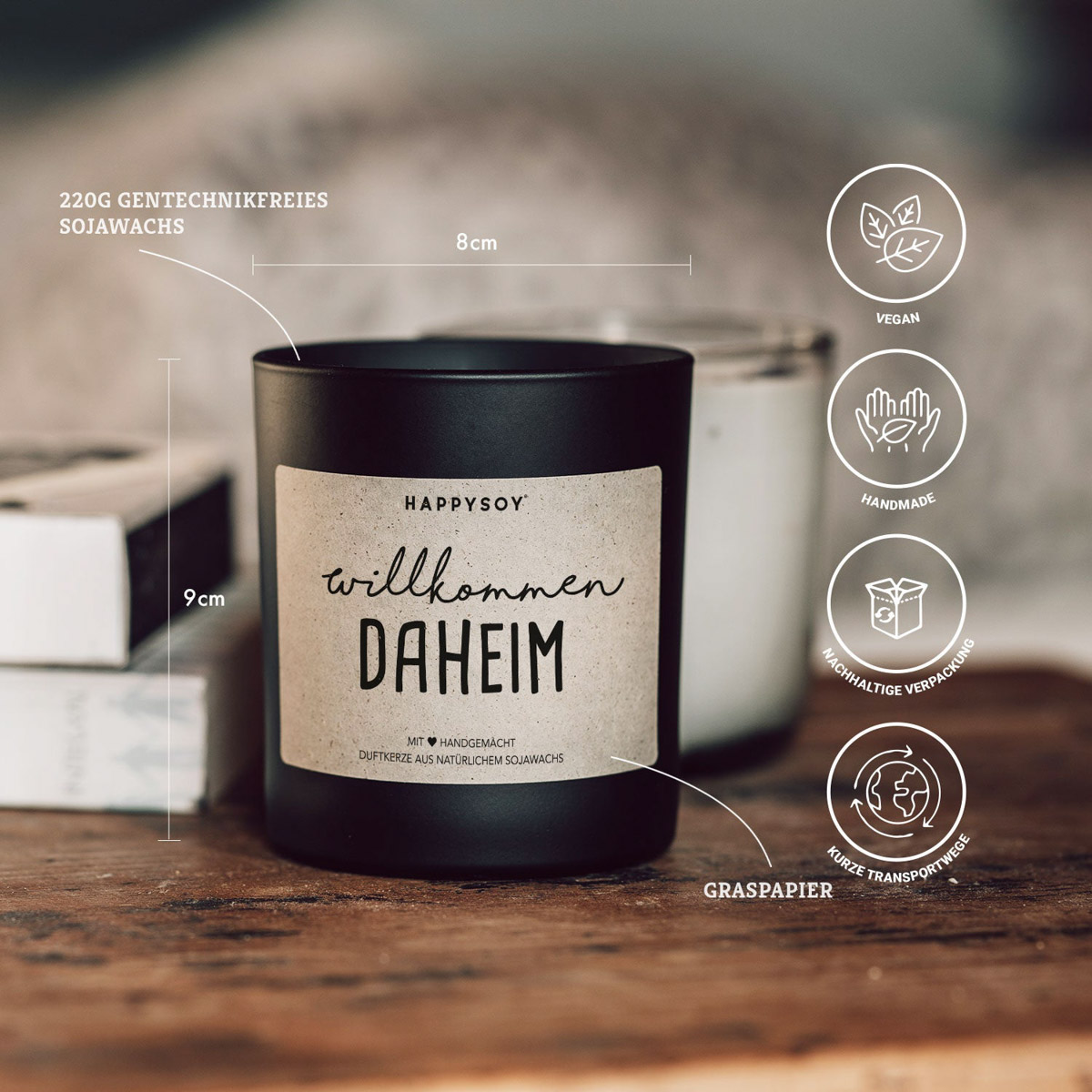 Wilkommen Daheim - Duftkerze in Schwarz – Bild 3