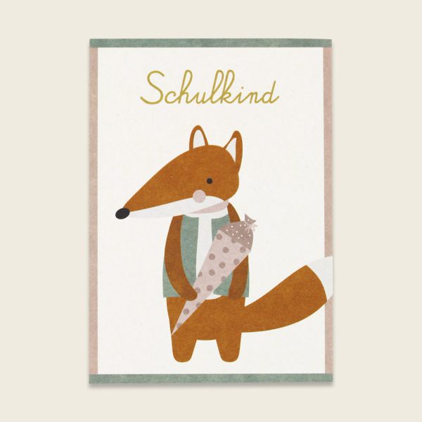 Postkarte - Schulkind Fuchs