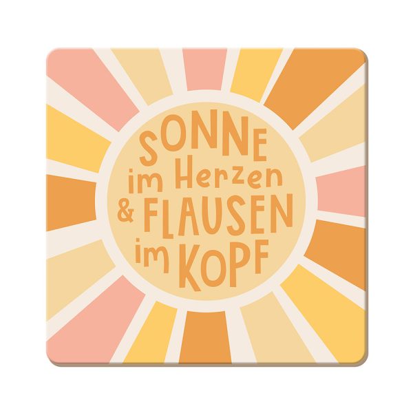 Sonne im Herzen - Korkuntersetzer