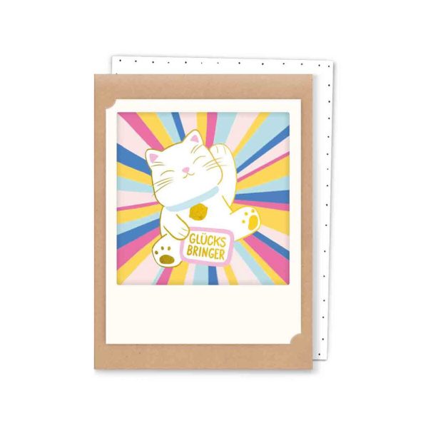 Glücksbringer Katze - kleine Klappkarte
