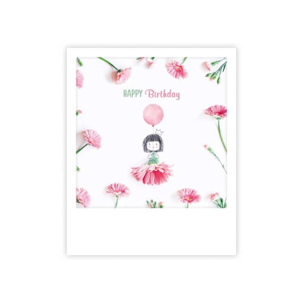 Happy birthday pink flowers - Postkarte