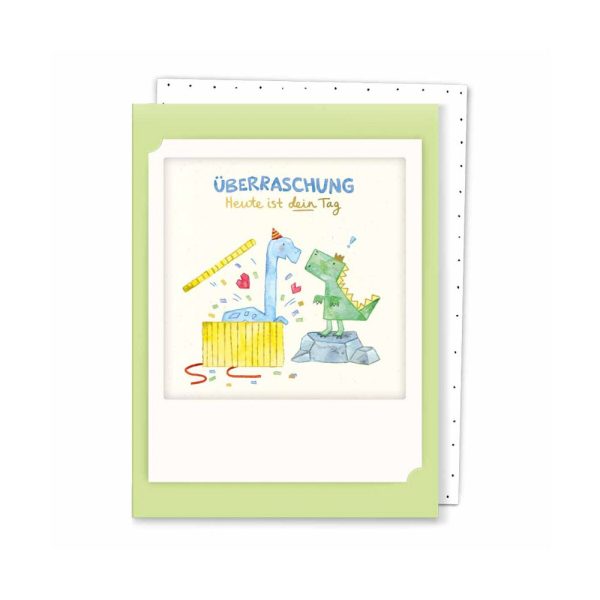 Überraschung Dinos - Kleine Klappkarte