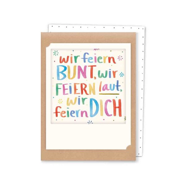 Wir feiern bunt wir feiern laut - kleine Klappkarte