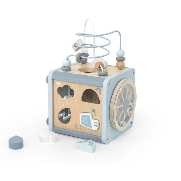 Motorikwürfel aus Holz - Blau