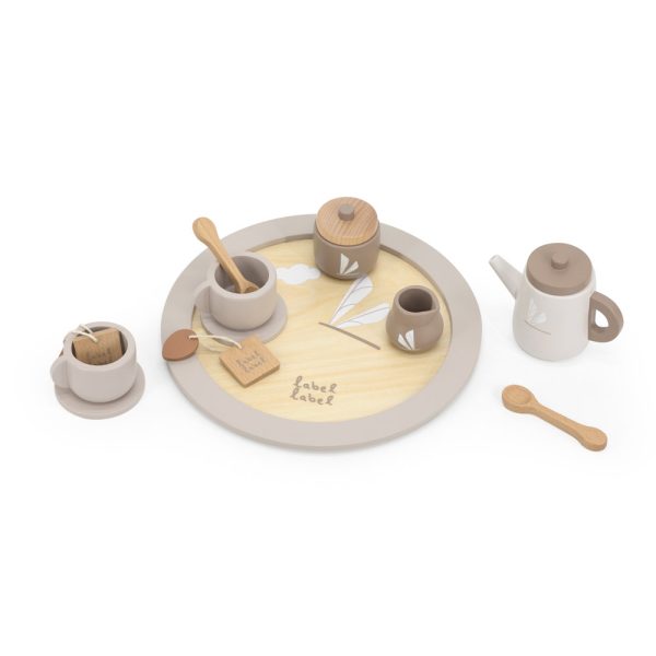 Tee-Set aus Holz - Nougat