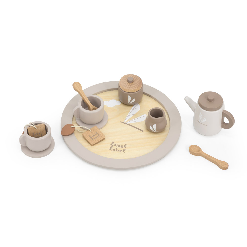 Tee-Set aus Holz - Nougat