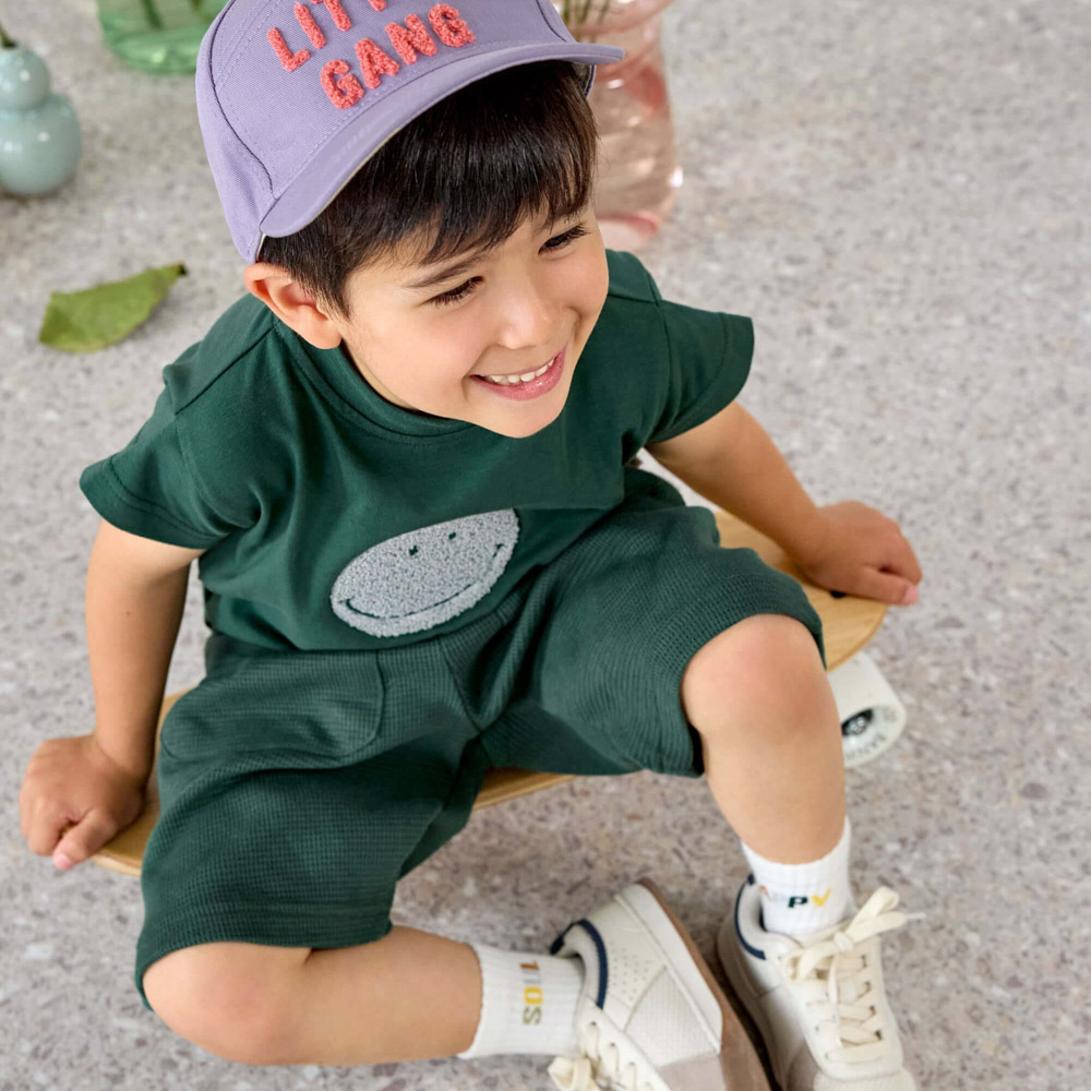 Kinder T-Shirt - Smile in Dunkelgrün – Bild 3