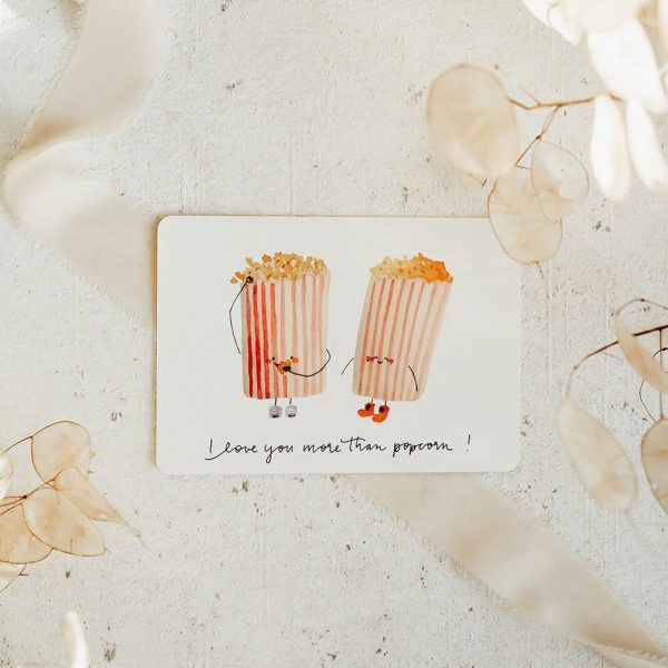 Postkarte - I love you more than Popcorn