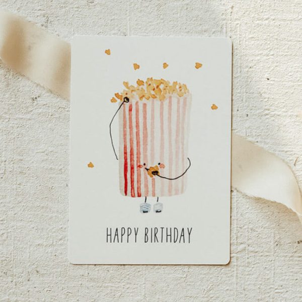 Postkarte - Happy Birthday Popcorn