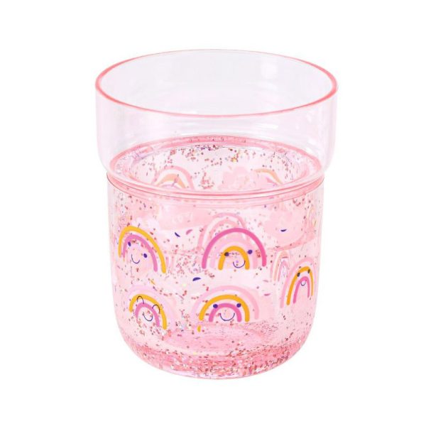 Regenbogen - Glitzer-Trinkbecher