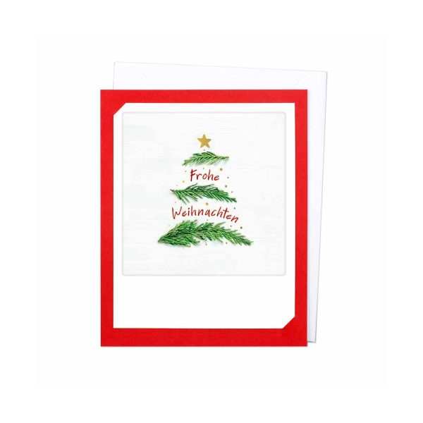 Frohe Weihnachten Tannenzweige - Klappkarte