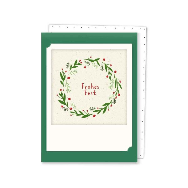 Frohes Fest Kranz - Kleine Klappkarte