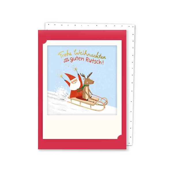 Guten Rutsch Schlitten - Kleine Klappkarte