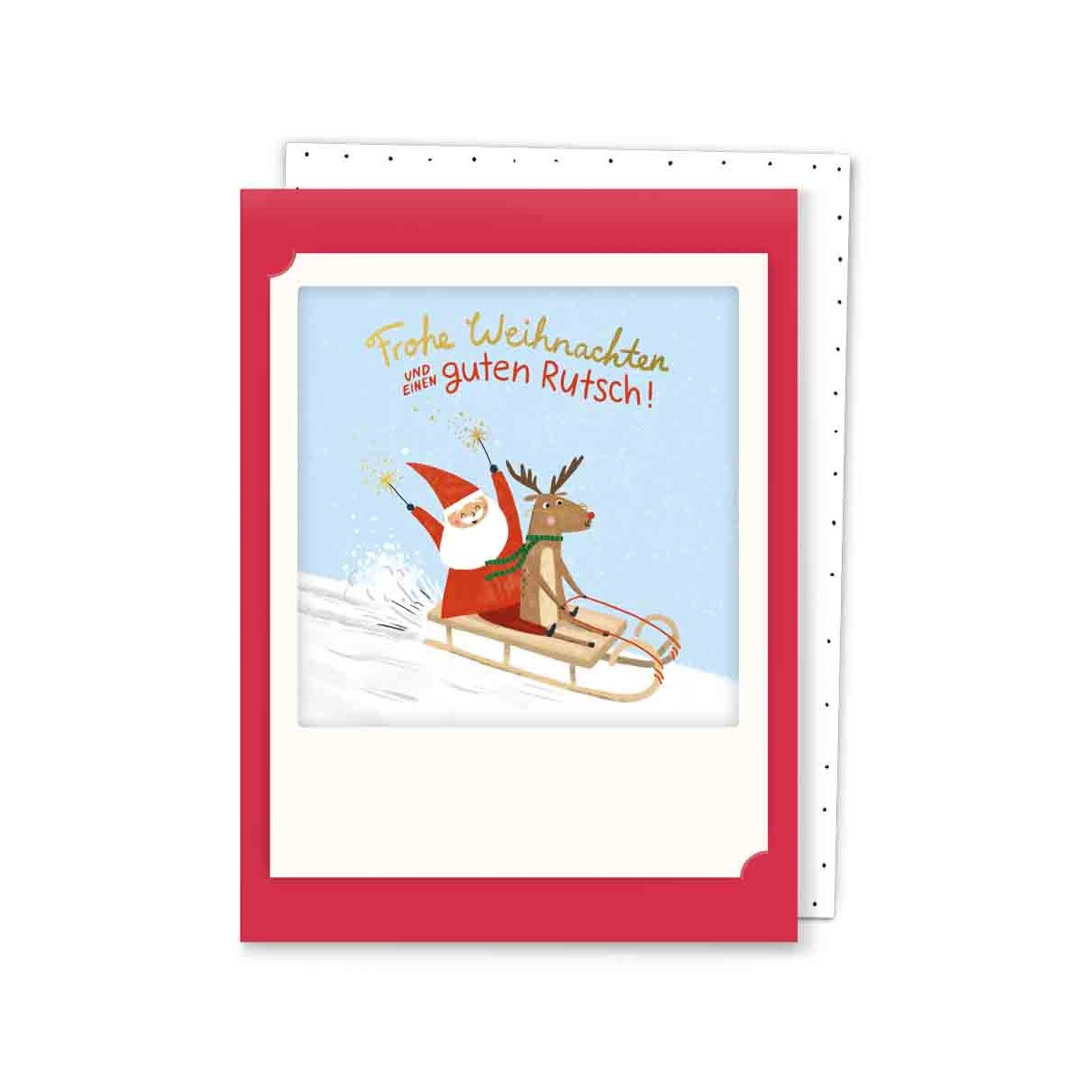 Guten Rutsch Schlitten - Kleine Klappkarte