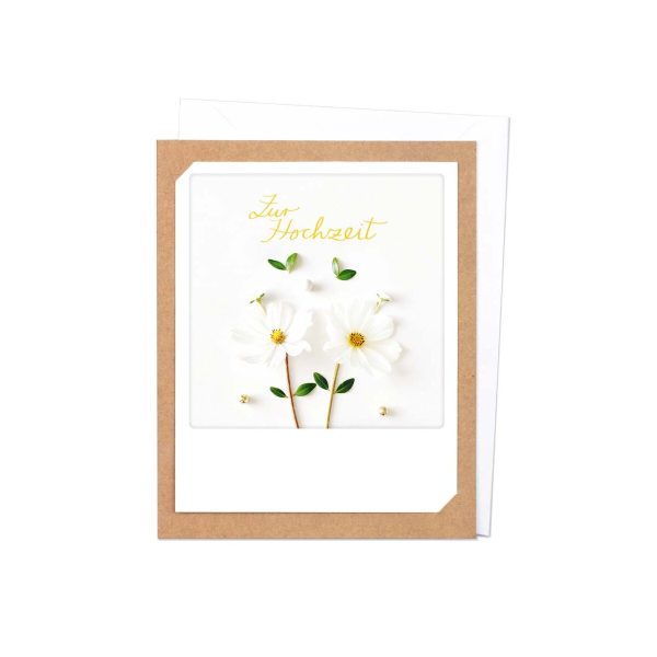 Zur Hochzeit Weiße Blumen - Klappkarte