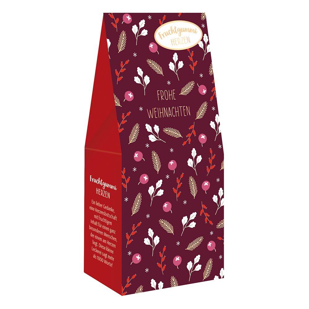 Frohe Weihnachten - Fruchtgummi-Herzen