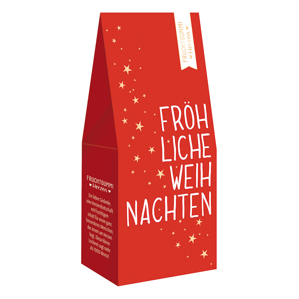 Fröhliche Weihnachten - Fruchtgummi-Herzen