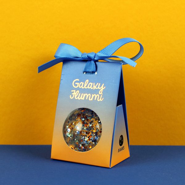 Flummiball mit Konfetti - Galaxyflummi Blau & Kupfer