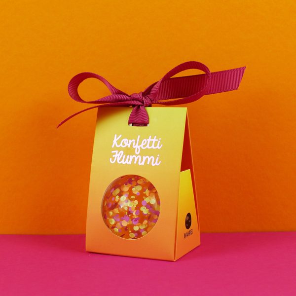 Flummiball mit Konfetti - Konfettiflummi Apricot & Gelb