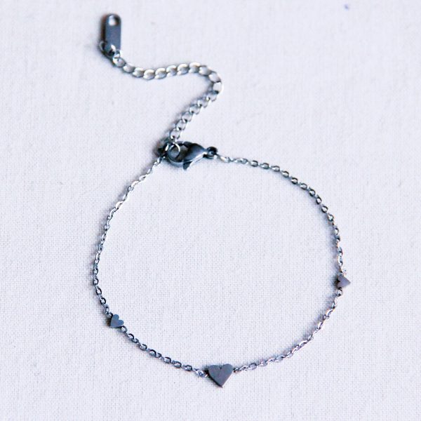Edelstahlarmband mit 3 Herzen in Silber - Armband