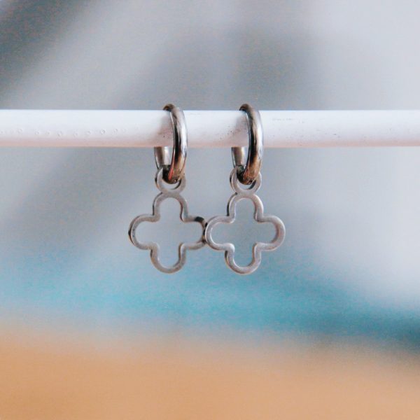 Creolen offenem Kleeblatt in Silber - Ohrringe