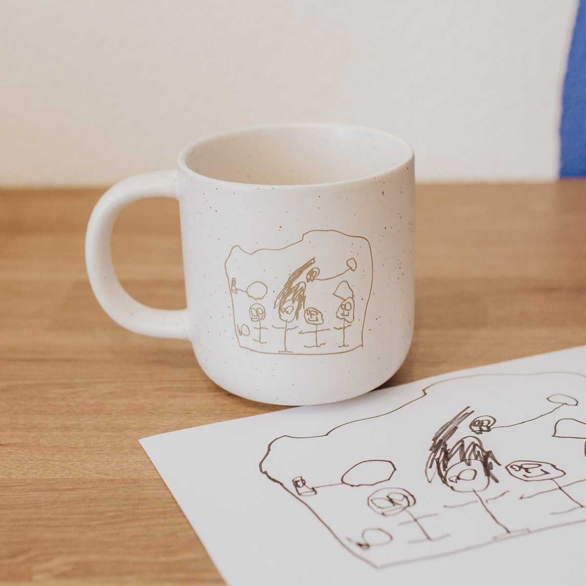 Eigene Zeichnung - Keramiktasse in Weiß