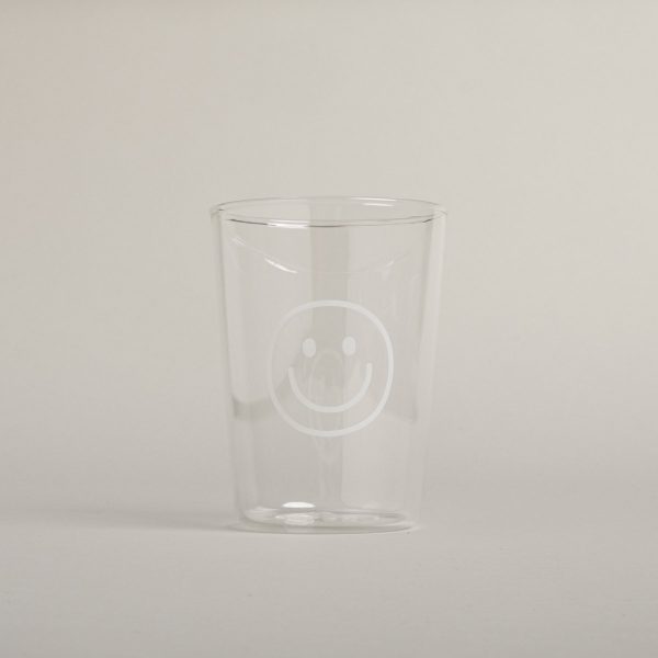 Weißes Smiley - Trinkglas