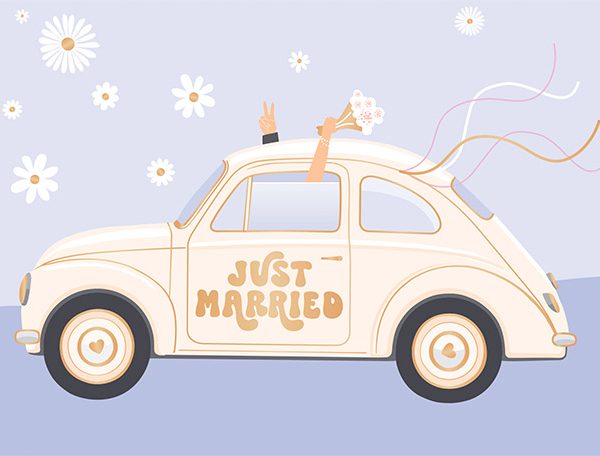 Just married Auto - Klappkarte