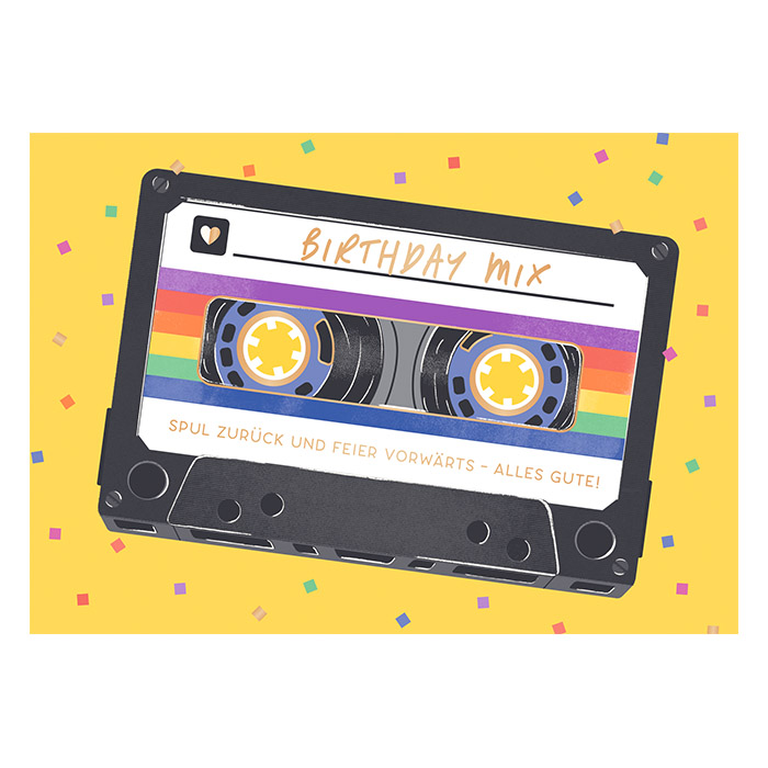 Birthday Mix Spul zurück und feier vorwärts - Klappkarte