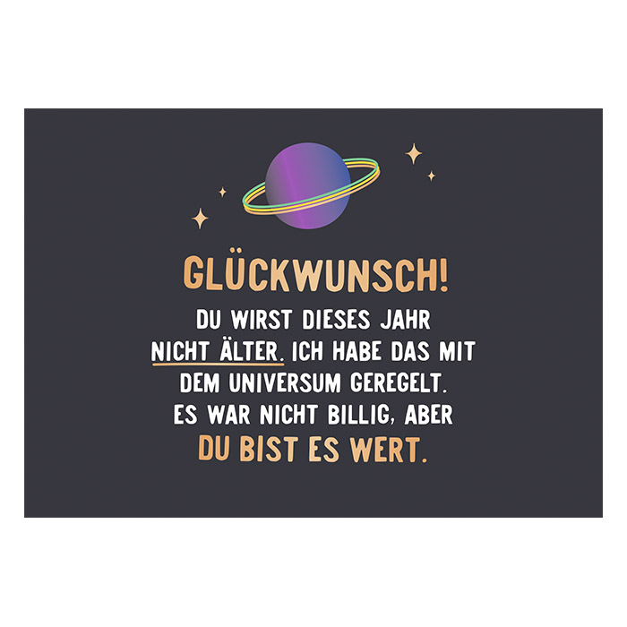 Glückwunsch Universum - Klappkarte