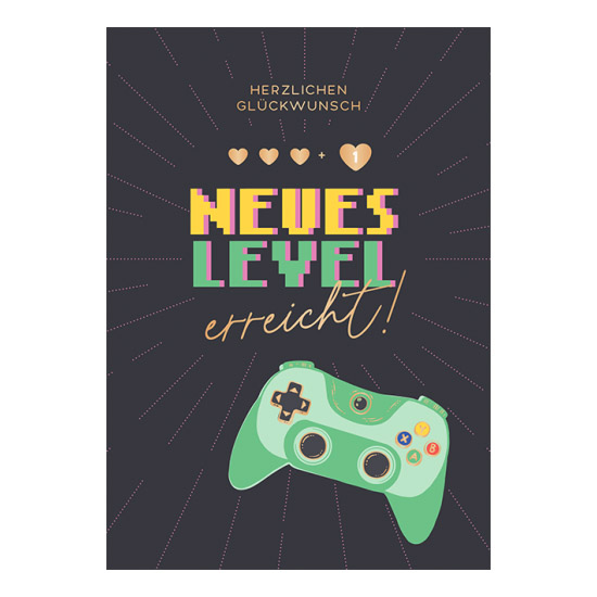Neues Level erreicht - Klappkarte