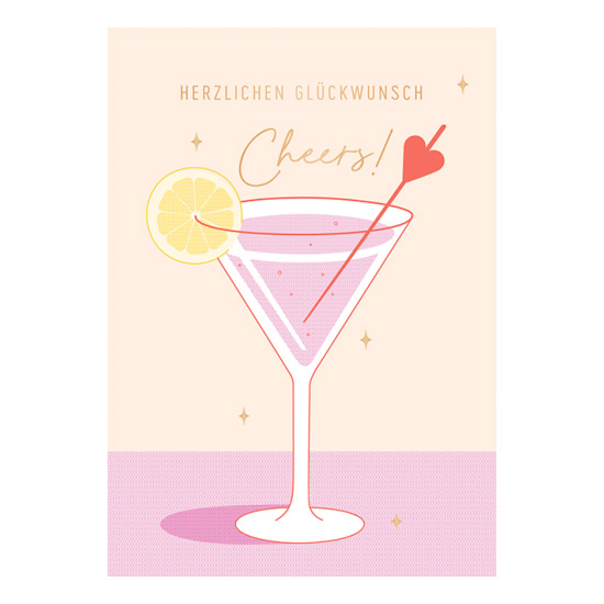 Herzlichen Glückwunsch Cheers! - Klappkarte