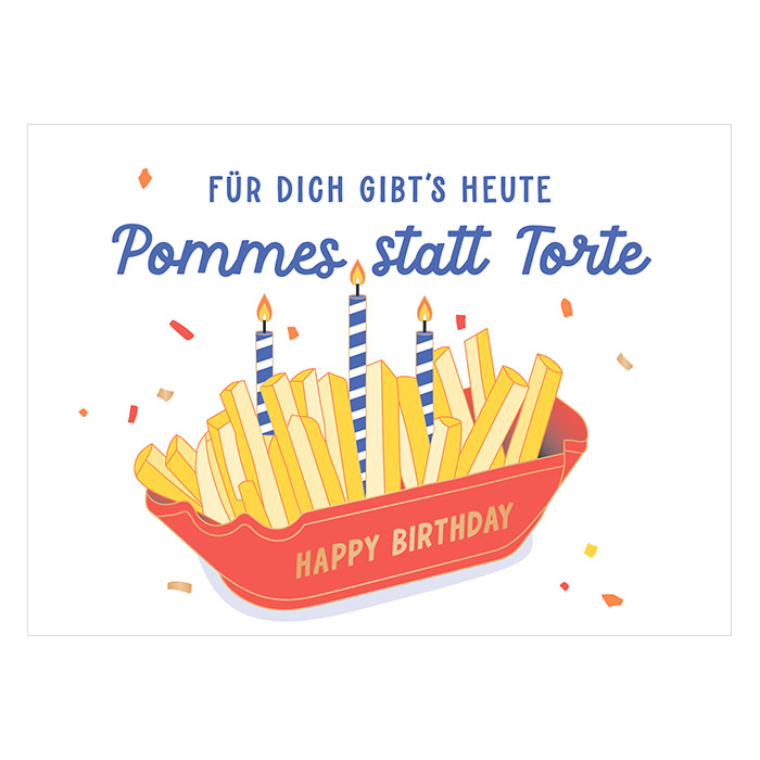 Pommes statt Torte - Postkarte