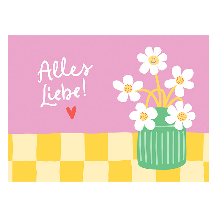 Alles Liebe Vase - Postkarte