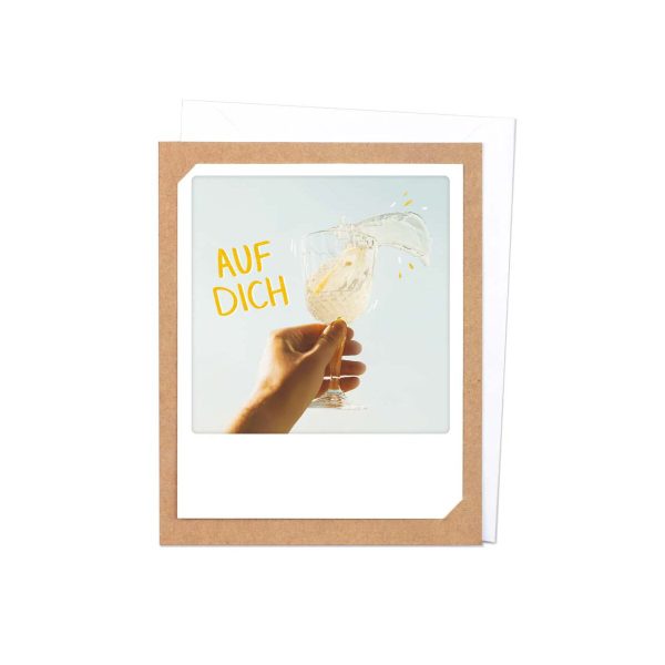 Auf dich Hand mit Glas - Klappkarte