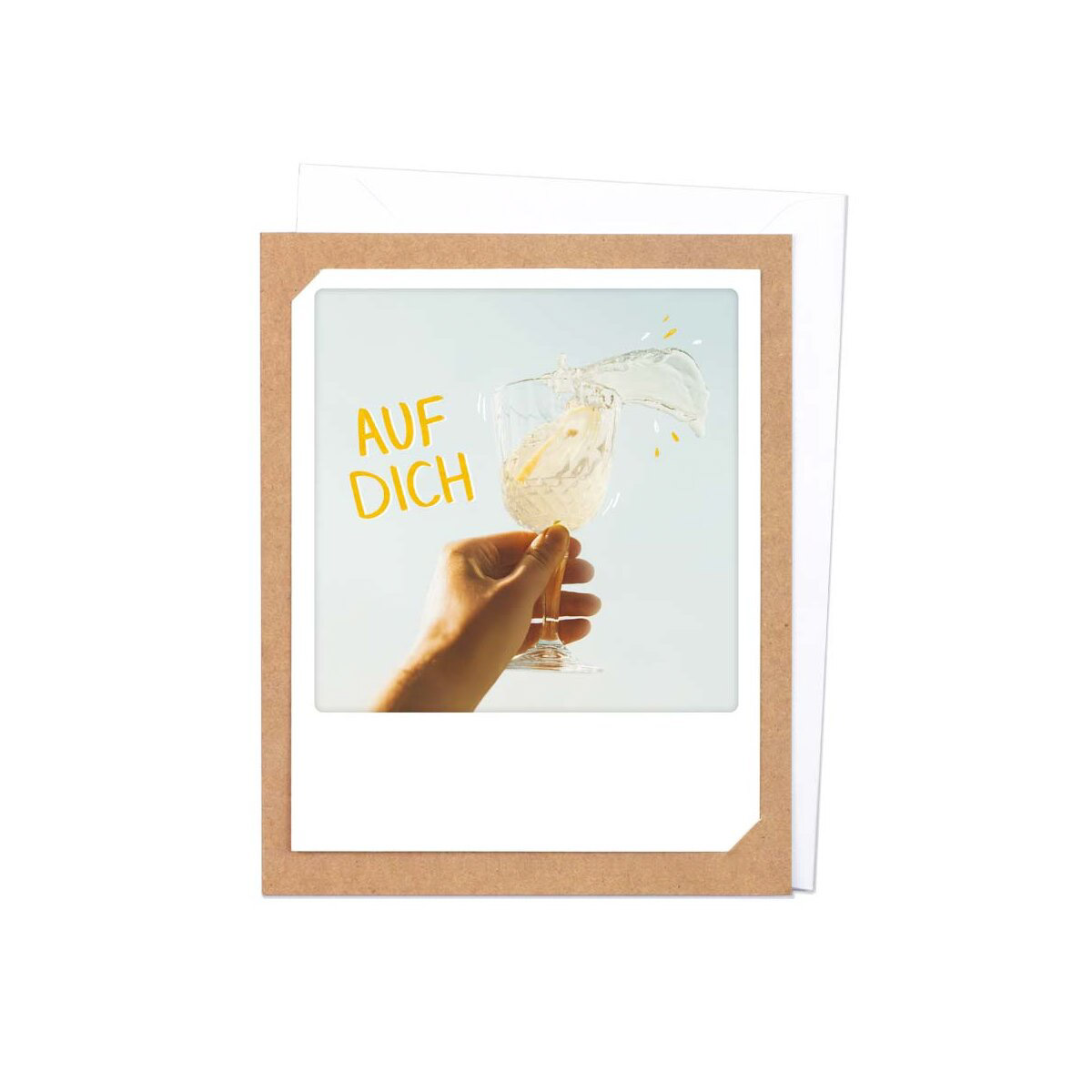 Auf dich Hand mit Glas - Klappkarte