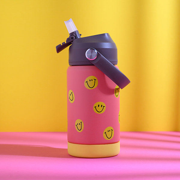 Trinkflasche - Smiley in Koralle