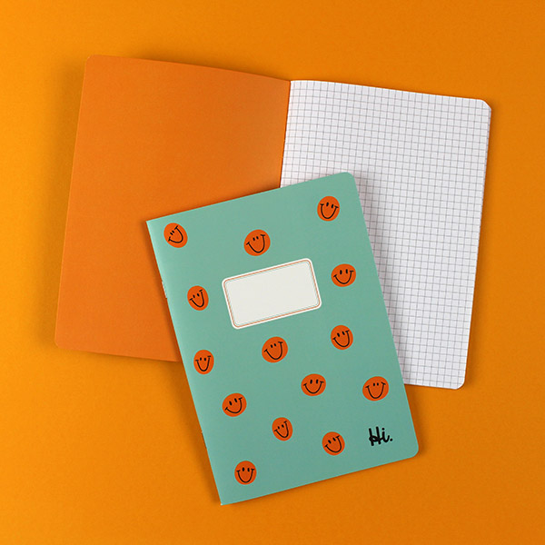 Notizheft - Smiley in Mint & Orange