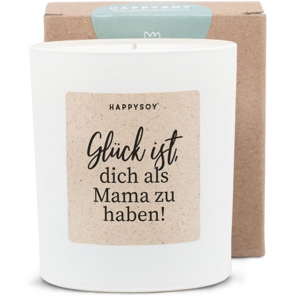 Glück ist dich als Mama zu haben - Duftkerze in Weiß