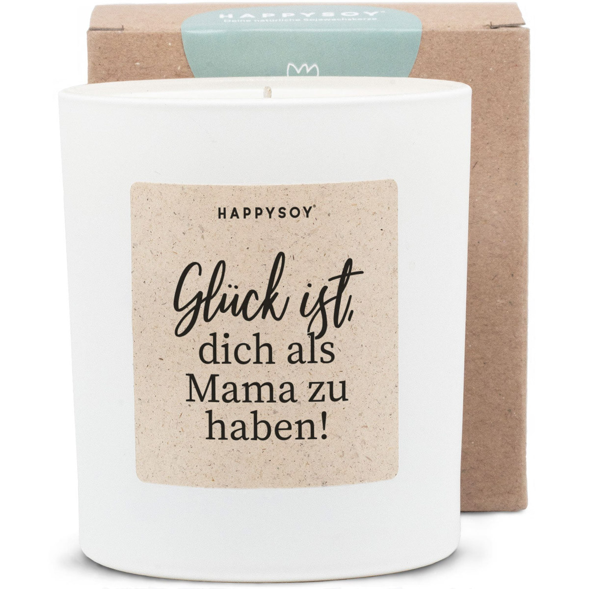 Glück ist dich als Mama zu haben - Duftkerze in Weiß