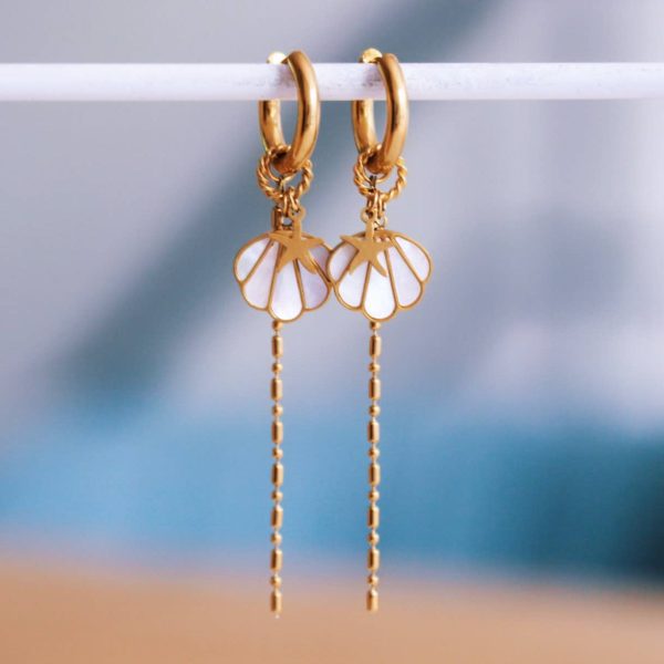Creolen mit Muschel & Seestern in Gold - Ohrringe
