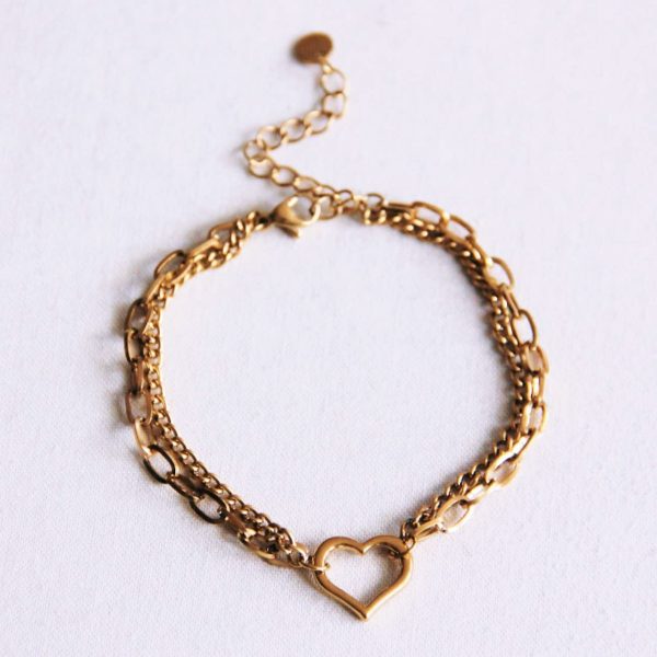 Doppelglied-Armband mit offenem Herz - Armband
