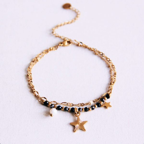 Doppelarmband mit Minifacetten, Sternchen & Perle – Armband