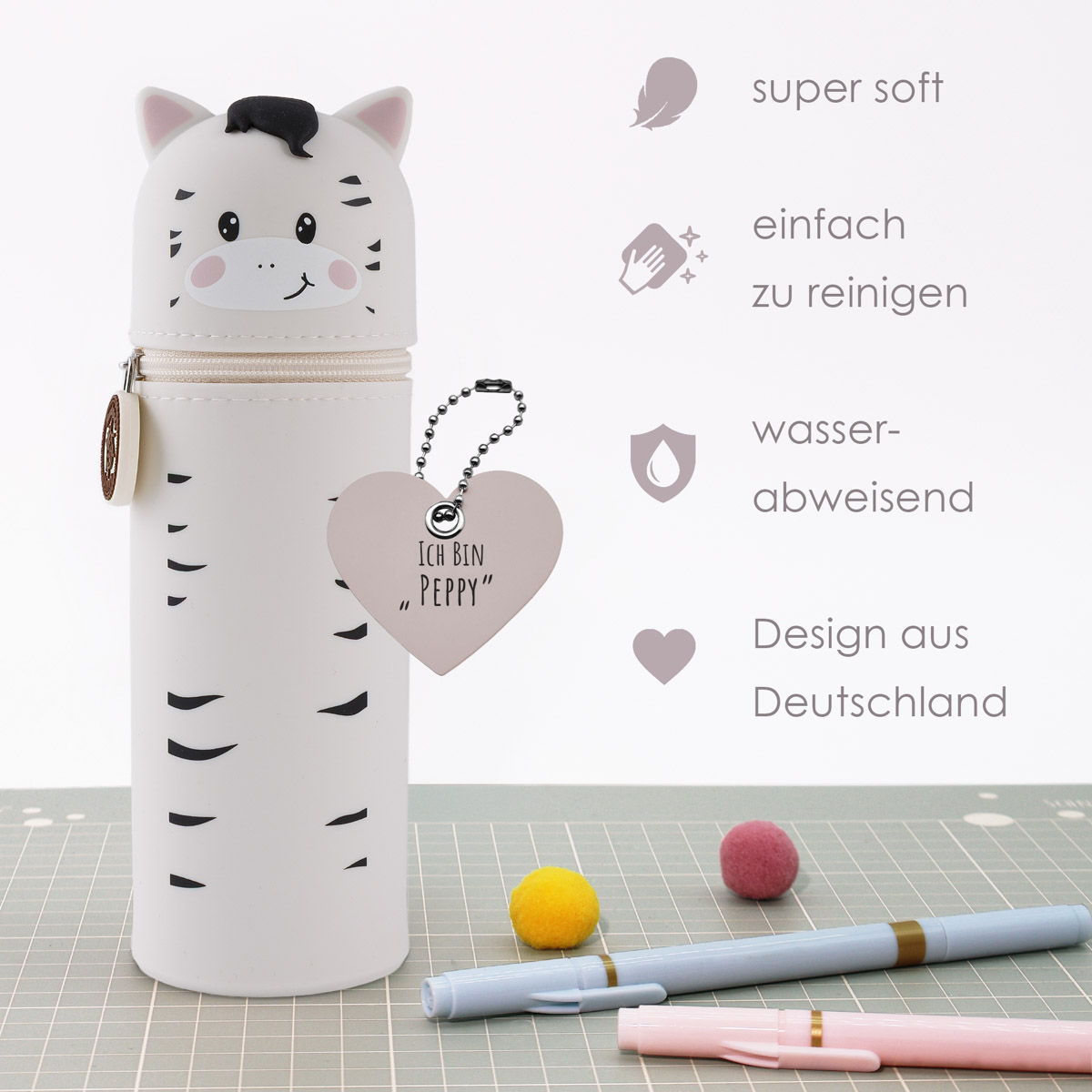 Federmäppchen aus Silikon - Zebra "Peppy" – Bild 3