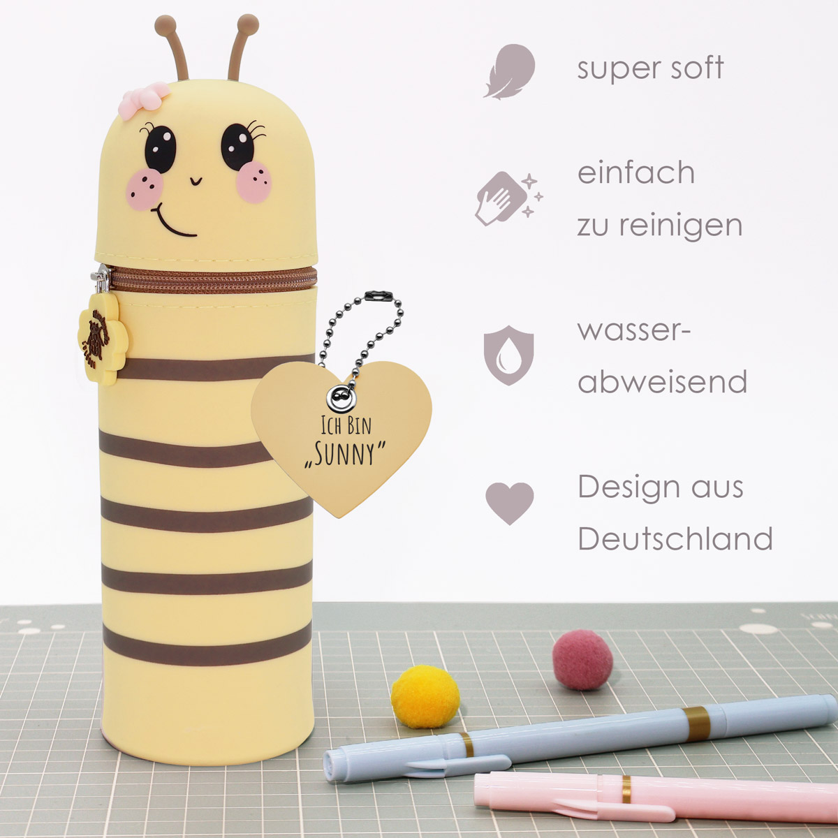 Federmäppchen aus Silikon - Biene "Sunny" – Bild 3