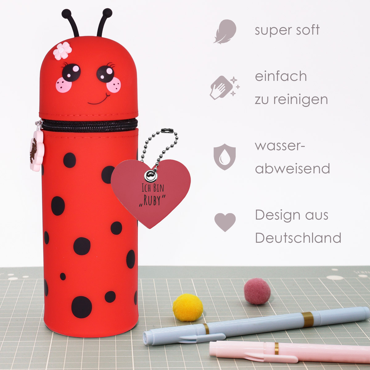 Federmäppchen aus Silikon - Käfer "Ruby" – Bild 3