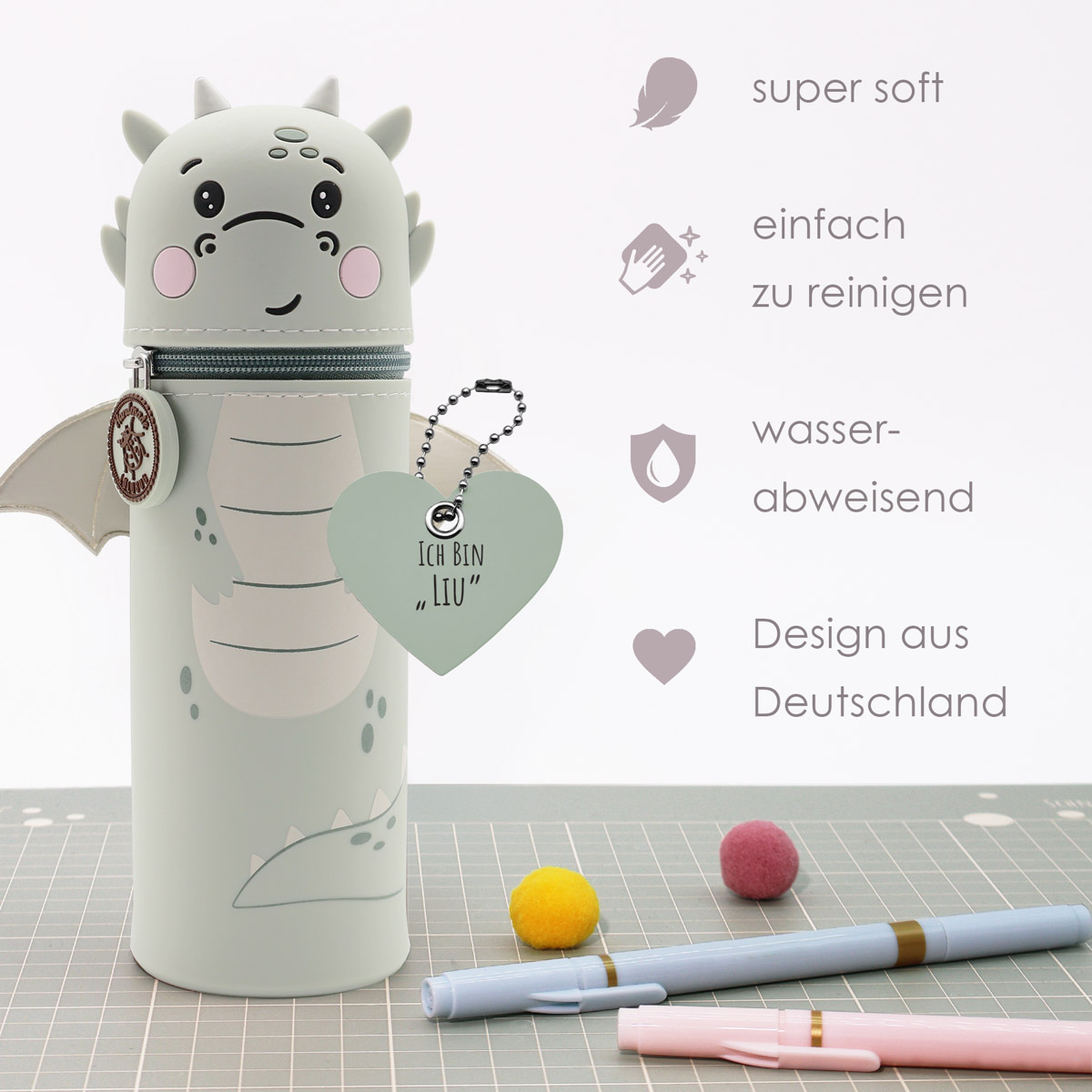 Federmäppchen aus Silikon - Drache "Liu" – Bild 4