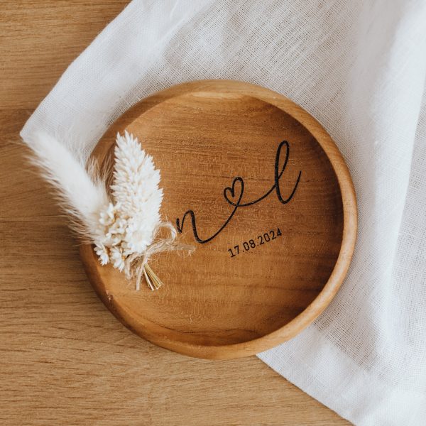 Heartline - Ringschale aus Teakholz