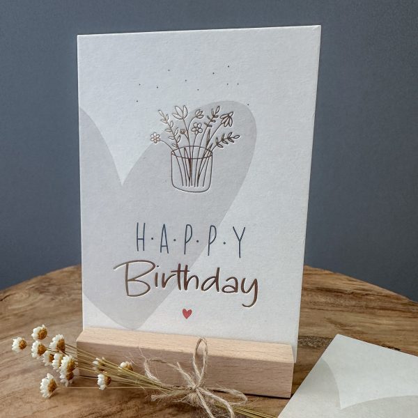 Happy Birthday - Postkarte mit Goldprägung